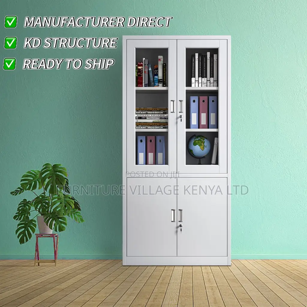 Office Cabinet ; 2-door Half-glass Office Storage Cabinet