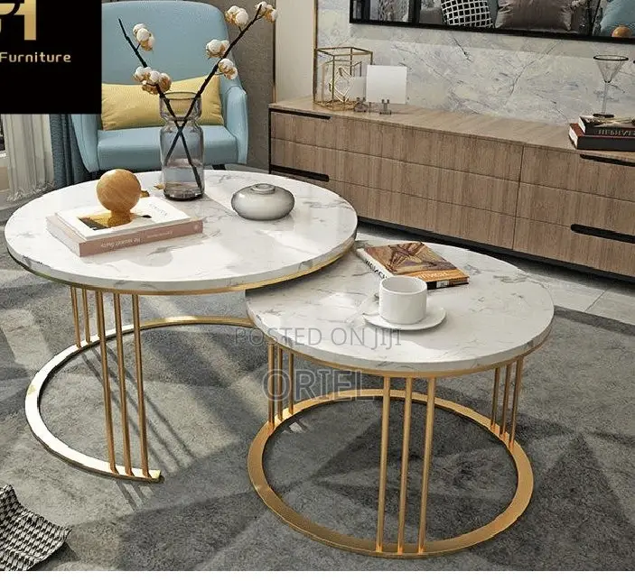 Coffee Table: Classic Marble Round Living Room Coffee Table