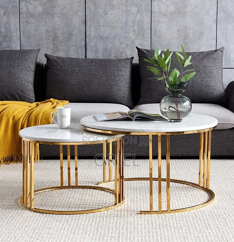 Coffee Table: Classic Marble Round Living Room Coffee Table