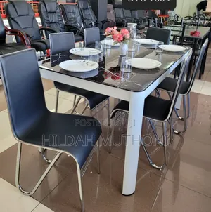 Executive Modern Marble Glass Top 6 Sitter Dinning Table