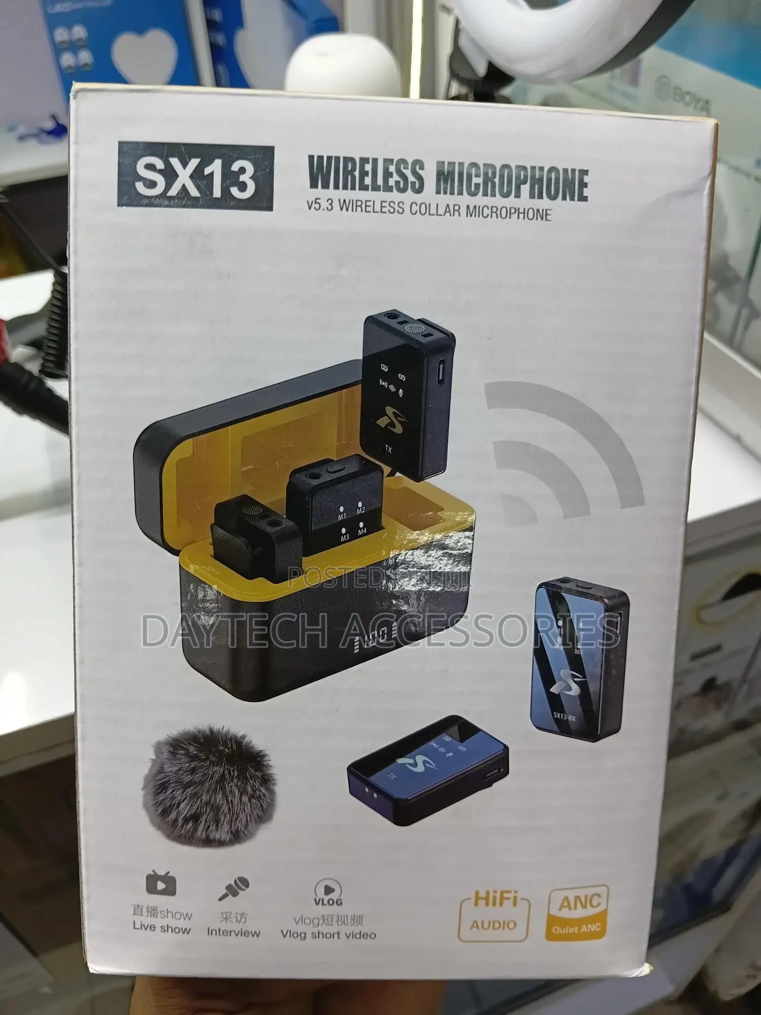 Sx13 Wireless Lavalier Microphone for iPhone Android -Black
