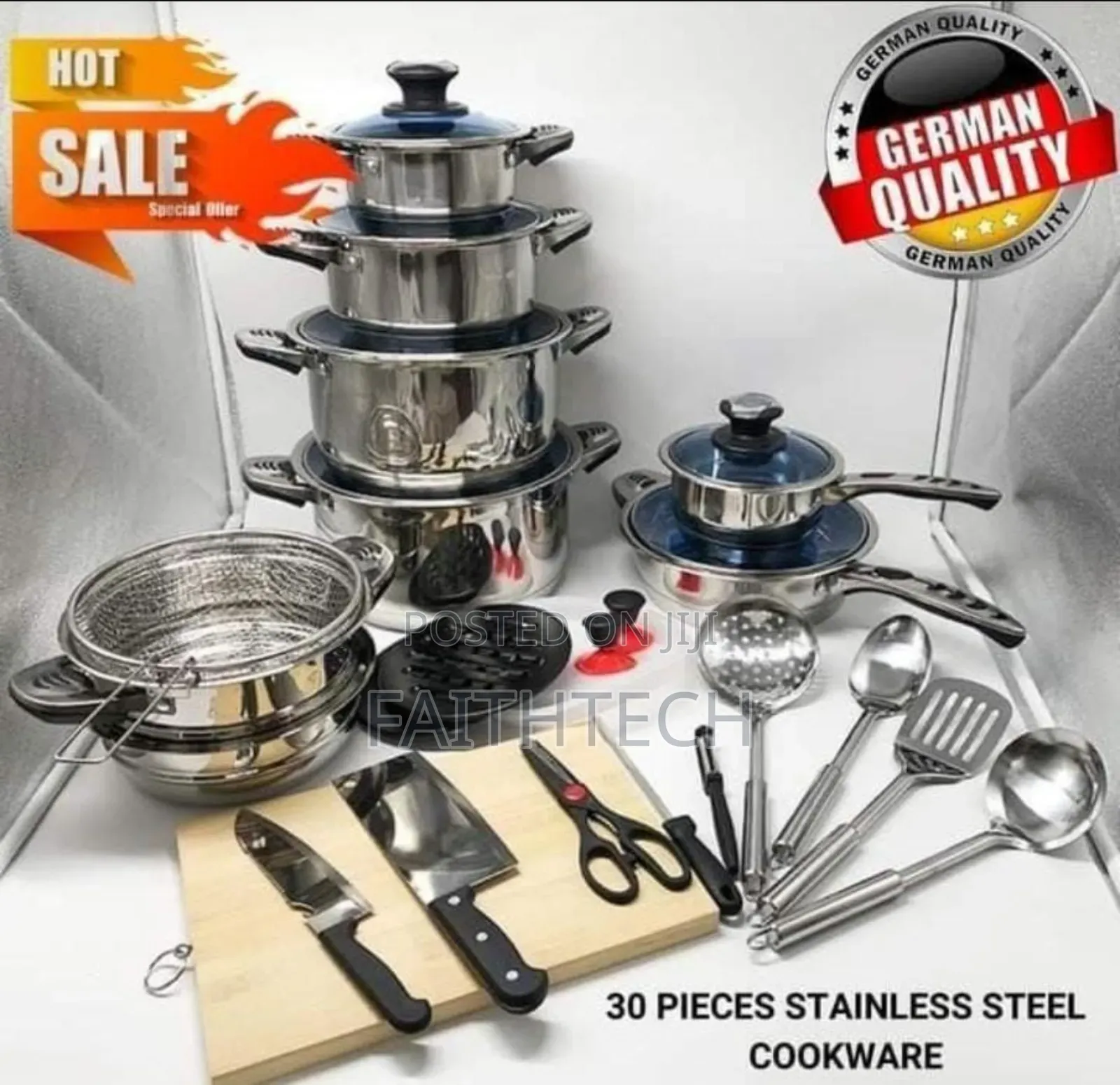 *Marwa 30-Piece Stainless Steel Cookware Set.