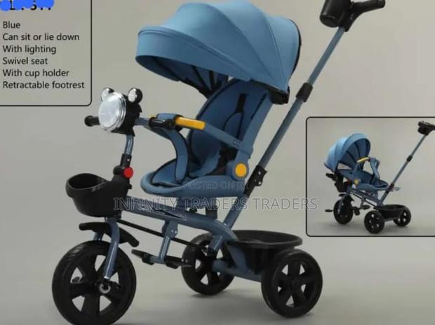 Kids Tricycle With Canopy and Push Handle - main view