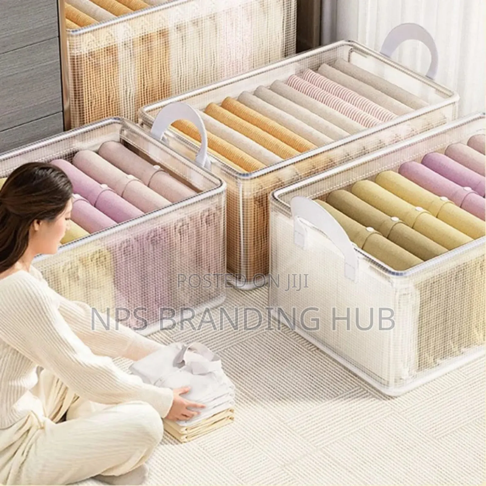 Thick Transparent Fabric Closet Organizer Size 47*28*20cm S.A