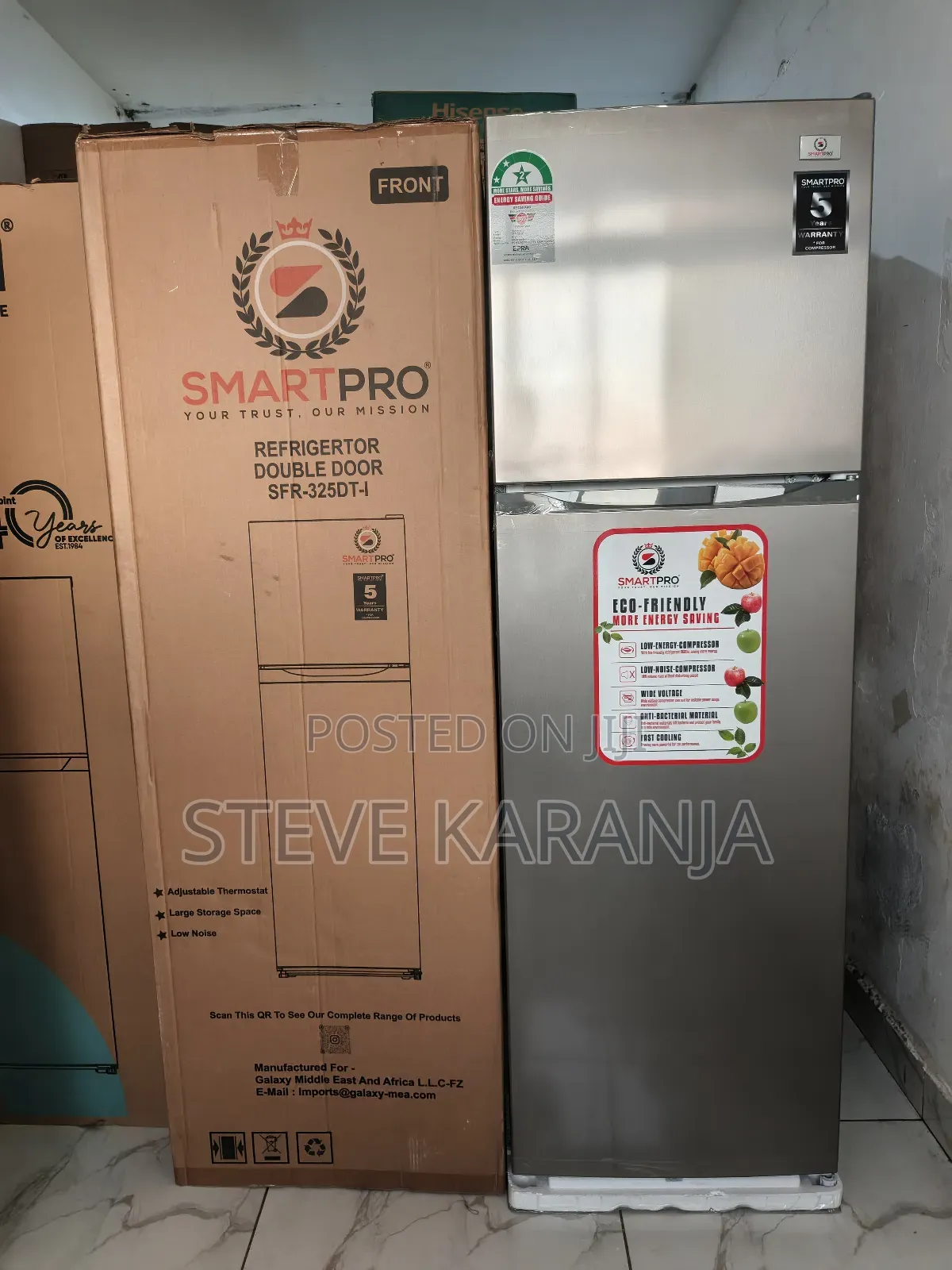 Smartpro Double Door Fridge 255l Capacity