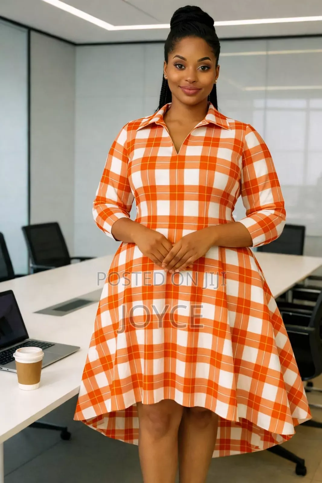 High-Low Checked Dress