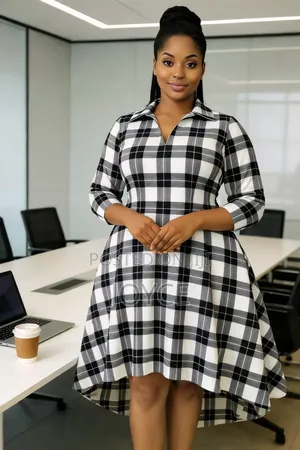 High-Low Checked Dress