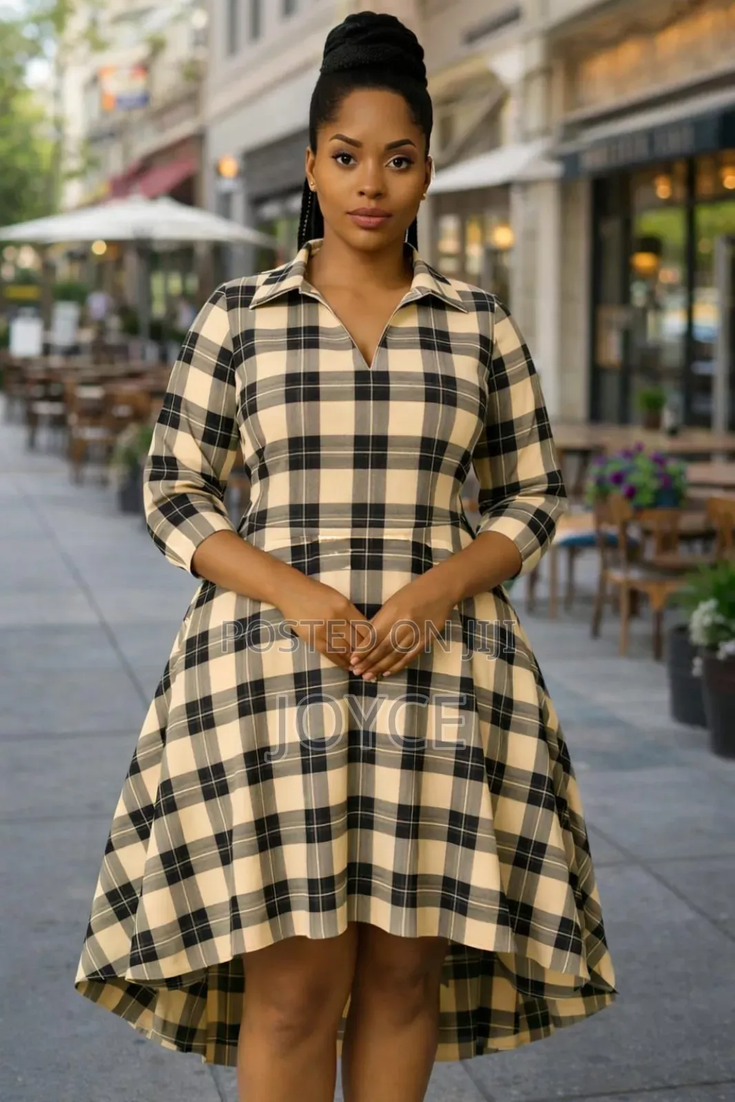 High-Low Checked Dress