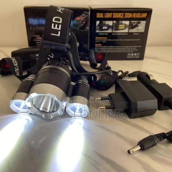 Rechargeable Led Headlamp 6000 Lumens 3 Led Head Torch Waterproof