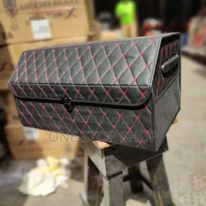 Portable Foldable Red Stitched Leather Boot Organizer Box