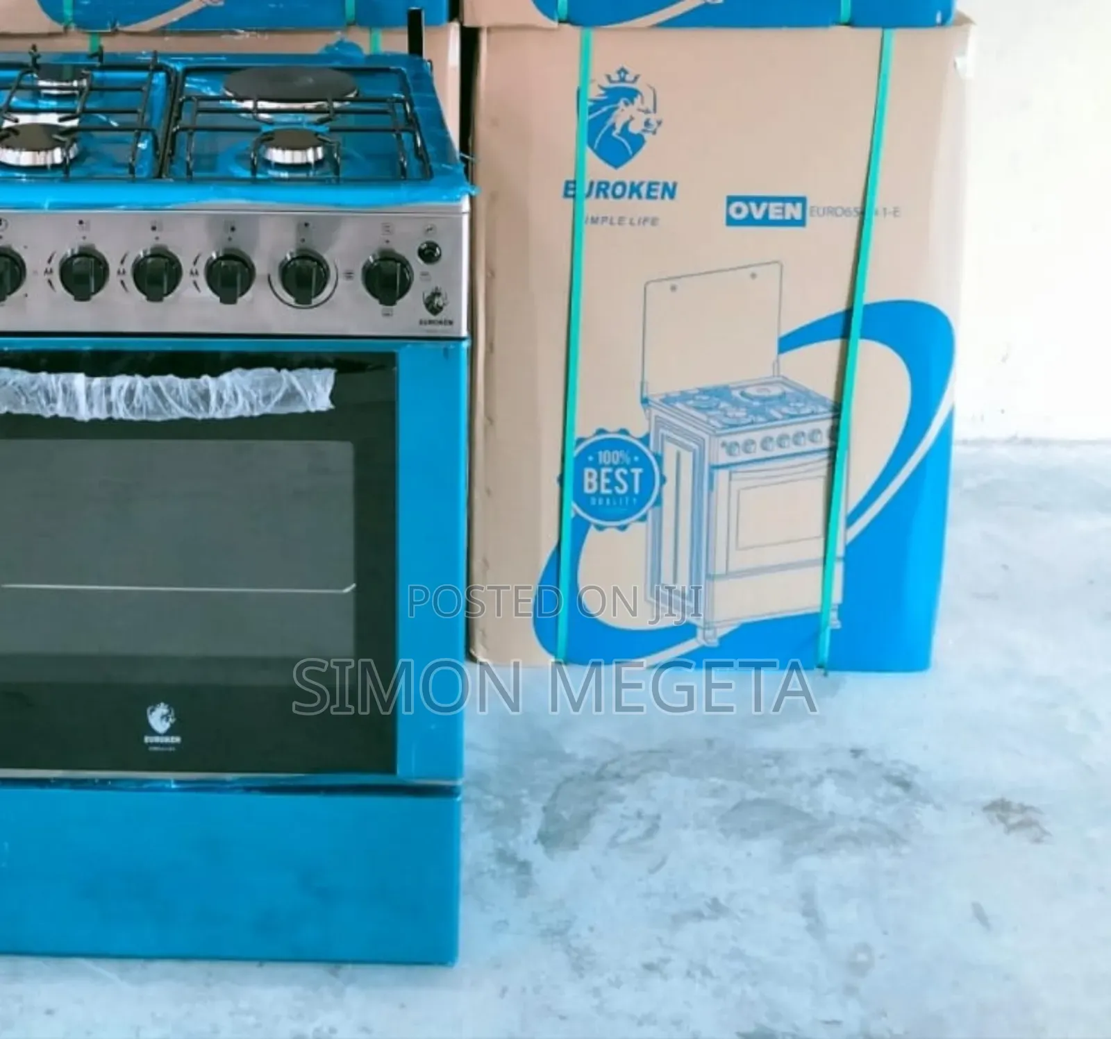 Euroken 60×65 Standing Cooker – 3 Gas + 1 Electric, Double Heater Oven