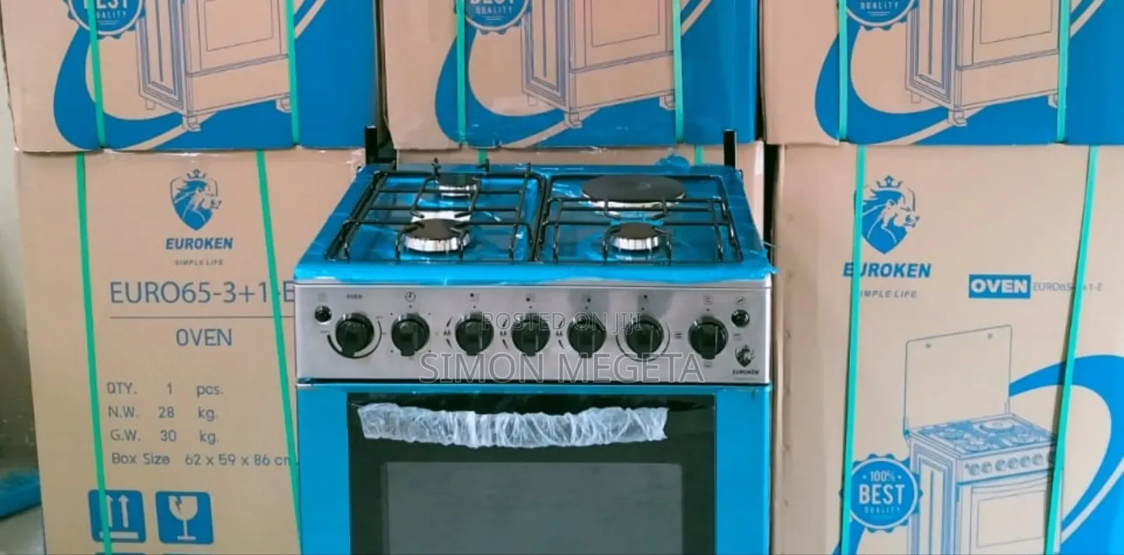 Euroken 60×65 3+1 Cooker Auto Ignition, Electric Oven With Timer Light