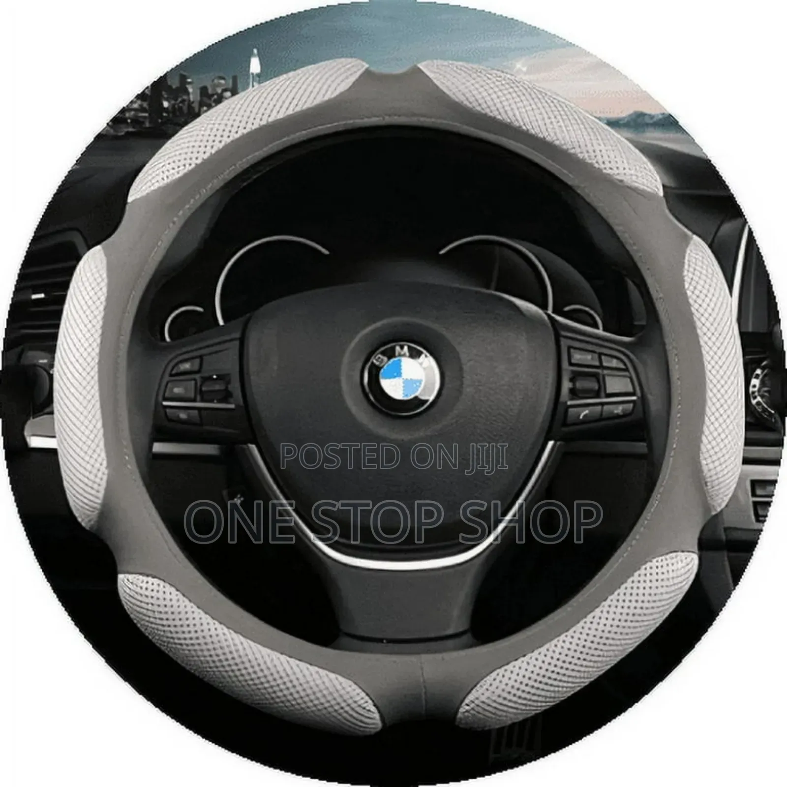 Grey Padded Universal Fit Steering Wheel Cover