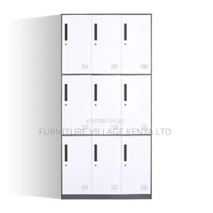 Office Cabinet; 9-locker Metallic Filing Office Cabinet