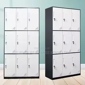 Office Cabinet; 9-locker Metallic Filing Office Cabinet