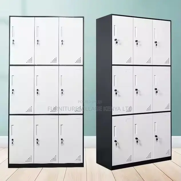Office Cabinet; 9-locker Metallic Filing Office Cabinet