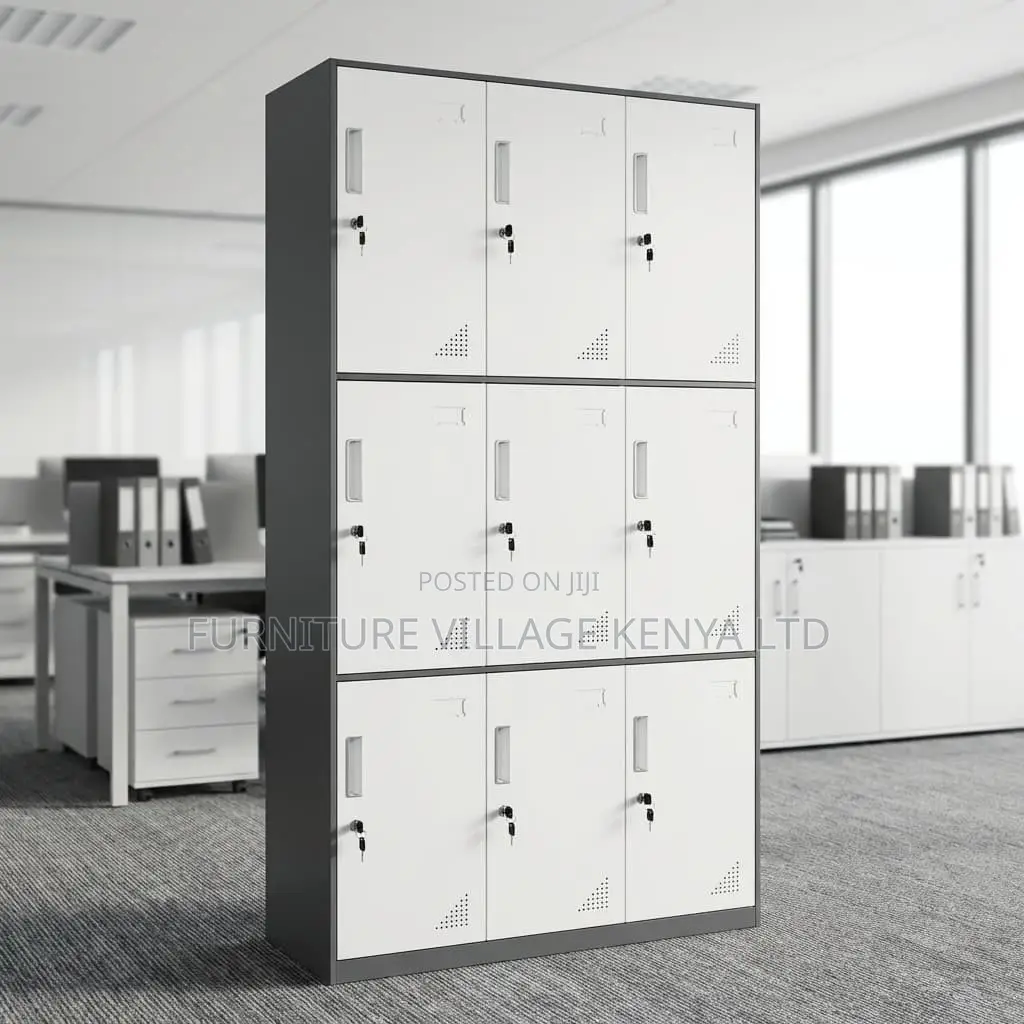 Office Cabinet; 9-locker Metallic Filing Office Cabinet