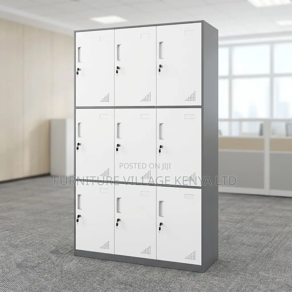 Office Cabinet; 9-locker Metallic Filing Office Cabinet