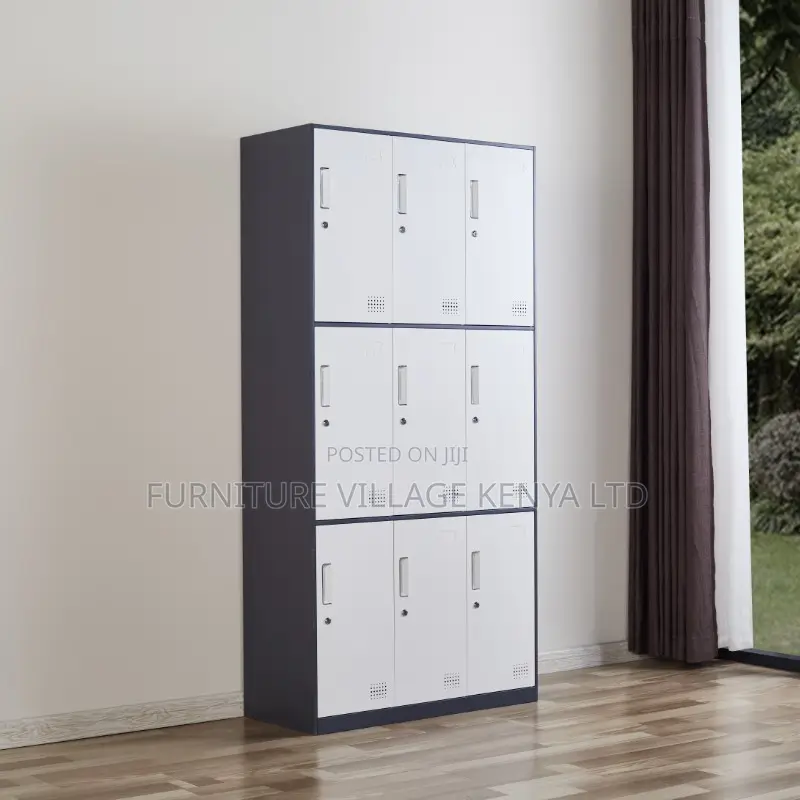 Office Cabinet; 9-locker Metallic Filing Office Cabinet