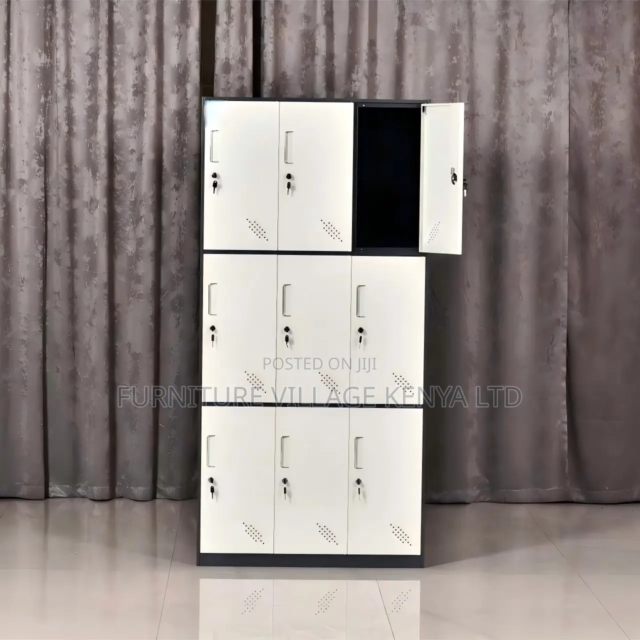 Office Cabinet; 9-locker Metallic Filing Office Cabinet