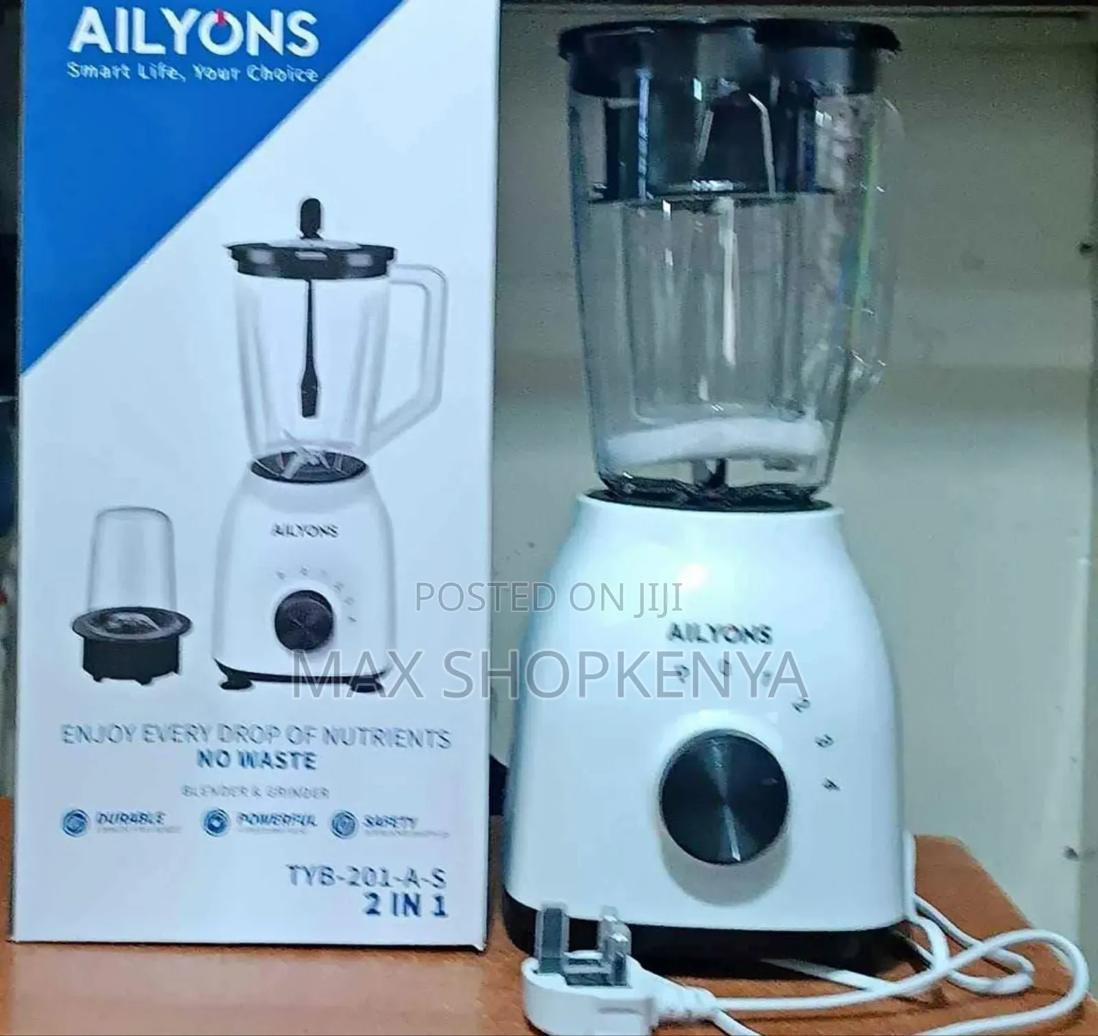 Ailyons Knob Control 2-in-1 Blender Grinder