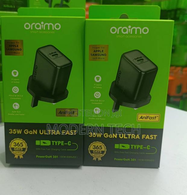 “Oraimo 35w Gan C-C Fast Charger With Type-C Cable” - main view