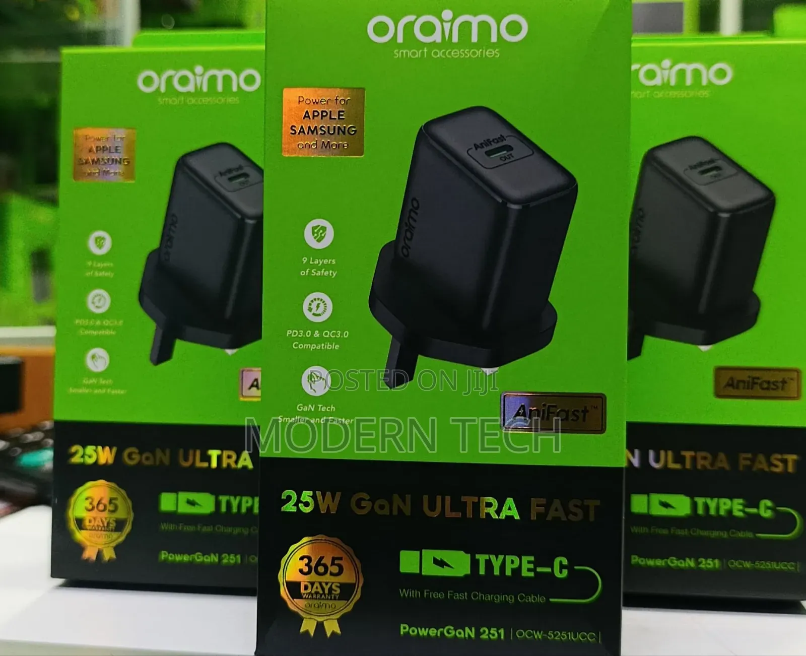 Oraimo 25w Usb‐C to Usb‐C Fast Charger With Pd‐Enabled Output