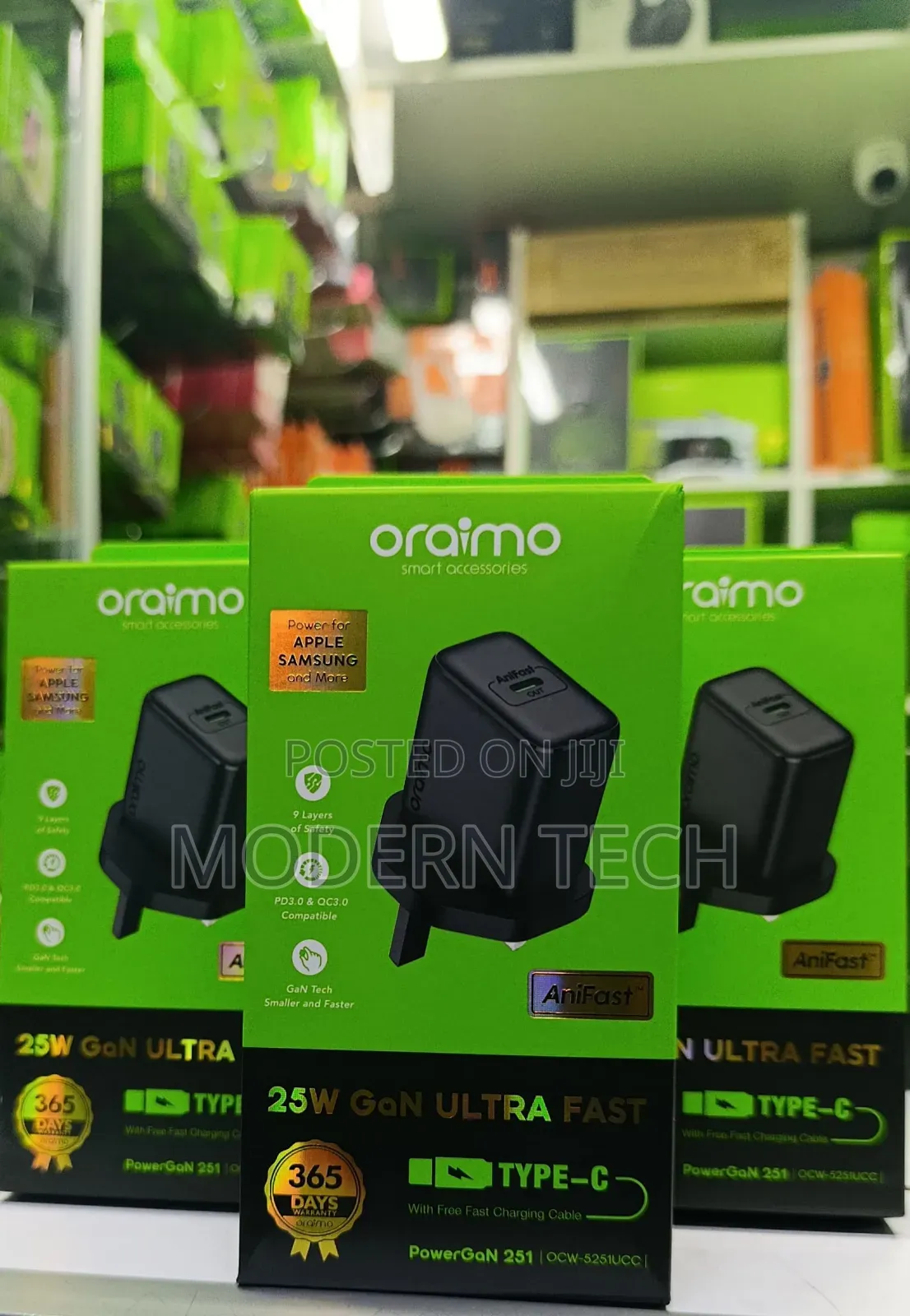 Oraimo 25w Usb‐C to Usb‐C Fast Charger With Pd‐Enabled Output