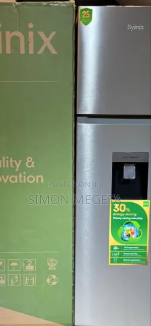 Modern Syinix 257l Double-Door Fridge With Frost-Free Tech Dispenser