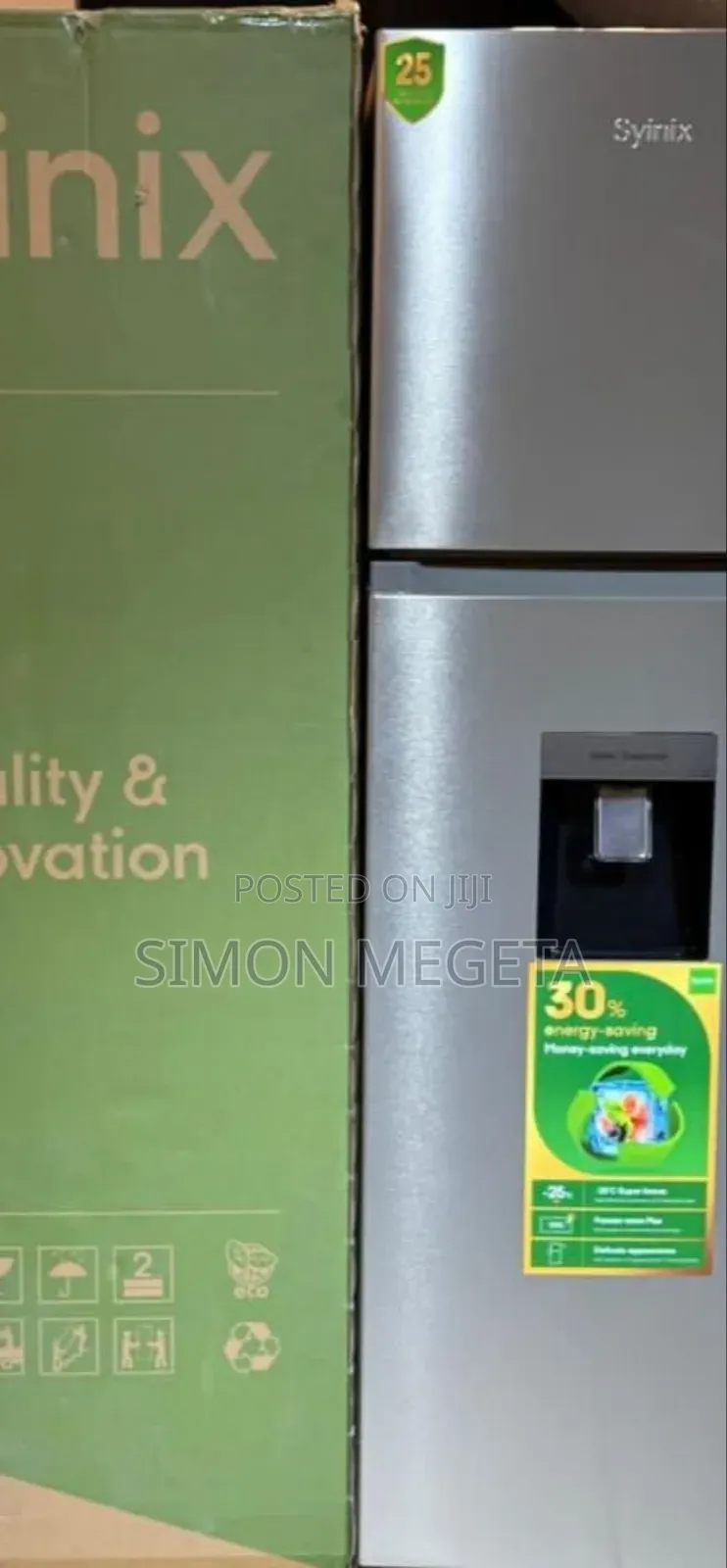 Modern Syinix 257l Double-Door Fridge With Frost-Free Tech Dispenser