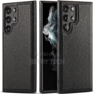 Black Luxury Leather Ultra Slim Phone Case for Samsung Galaxy S24 Ultr