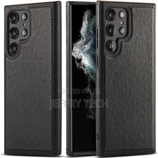 Black Luxury Leather Ultra Slim Phone Case for Samsung Galaxy S24 Ultr