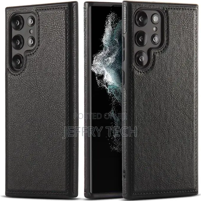 Black Luxury Leather Ultra Slim Phone Case for Samsung Galaxy S24 Ultr