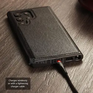 Black Luxury Leather Ultra Slim Phone Case for Samsung Galaxy S24 Ultr