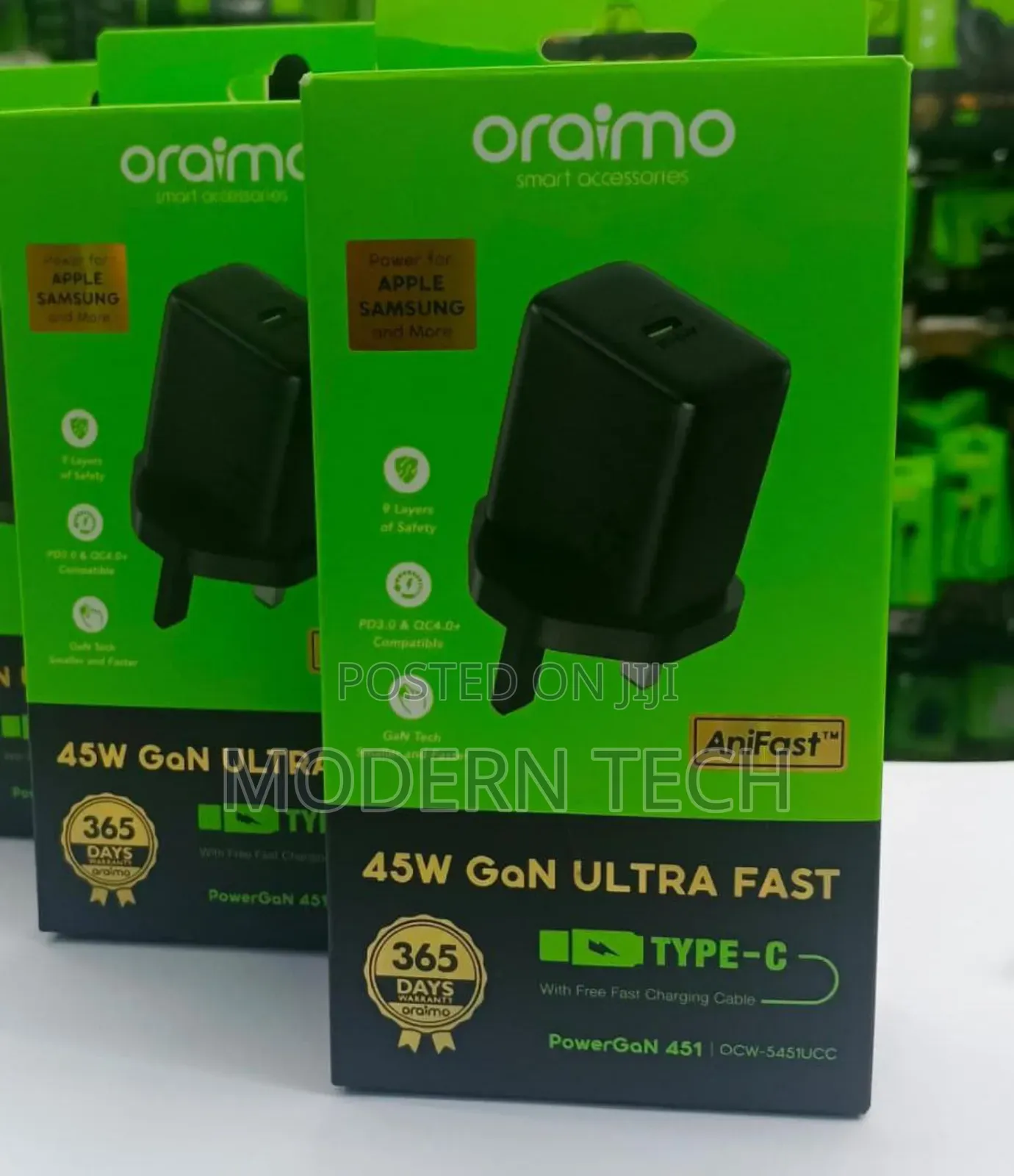 “Oraimo 45w Gan Fast Charger for Phones Tablets (Type-C)”