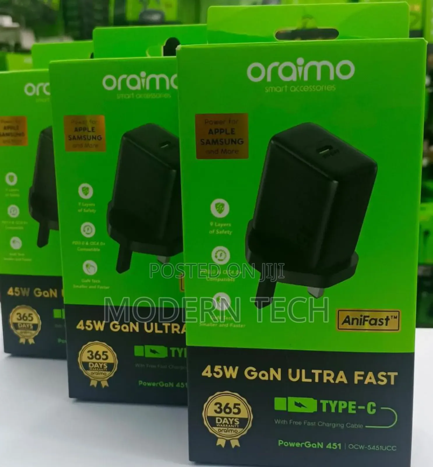 Oraimo Powergan 451 Ocw+5451ucc 45w Super Fast Charger