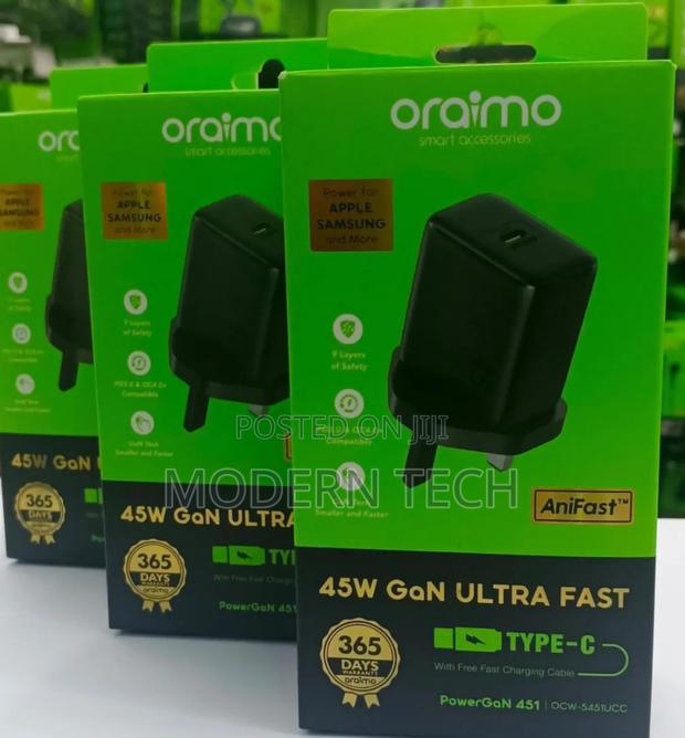Oraimo Powergan 451 Ocw+5451ucc 45w Super Fast Charger