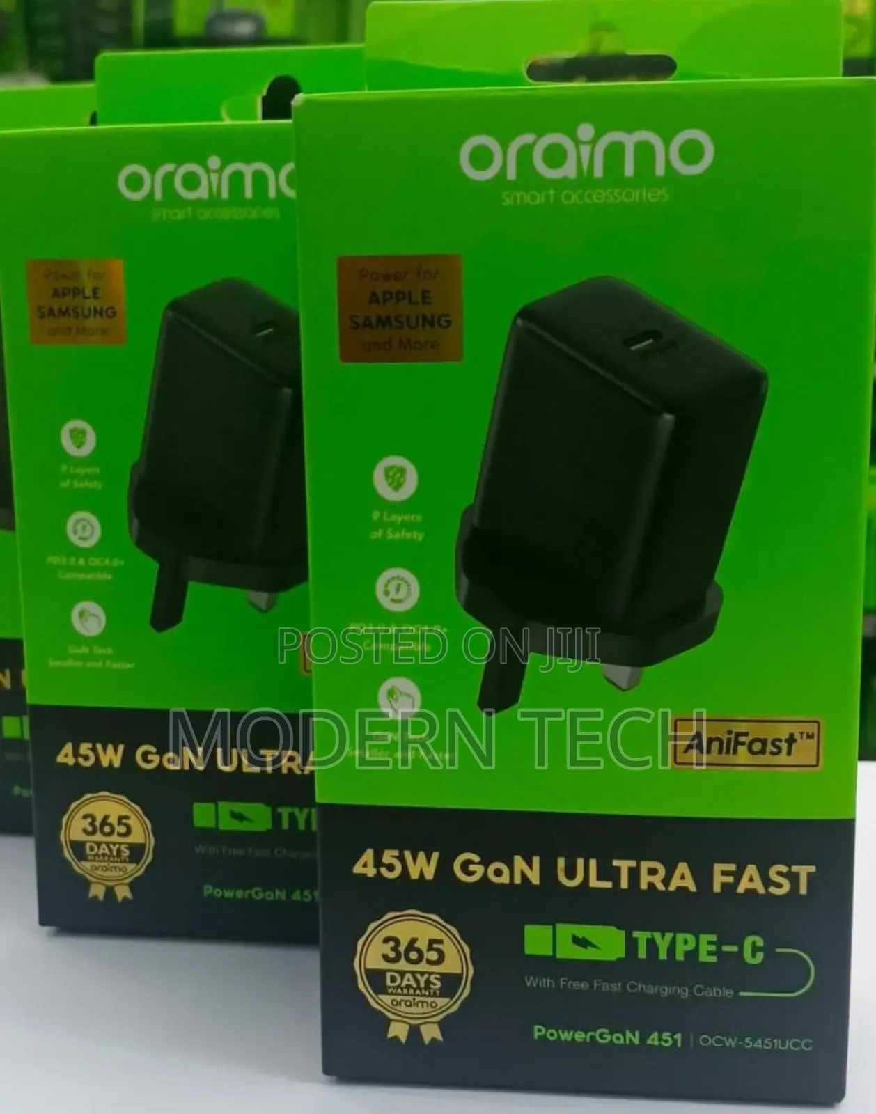 Oraimo Powergan 451 Ocw+5451ucc 45w Super Fast Charger