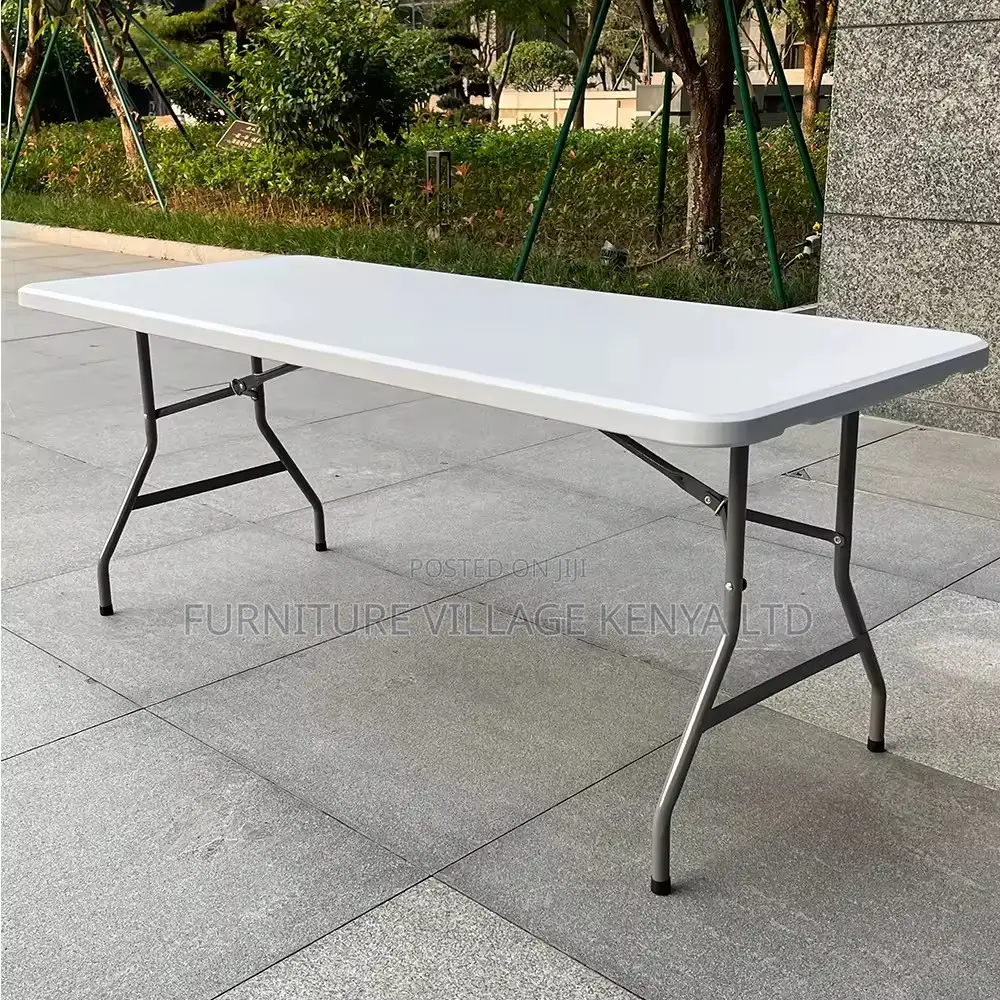 Foldable Table; Modern White Rectangular Folding Plastic Table