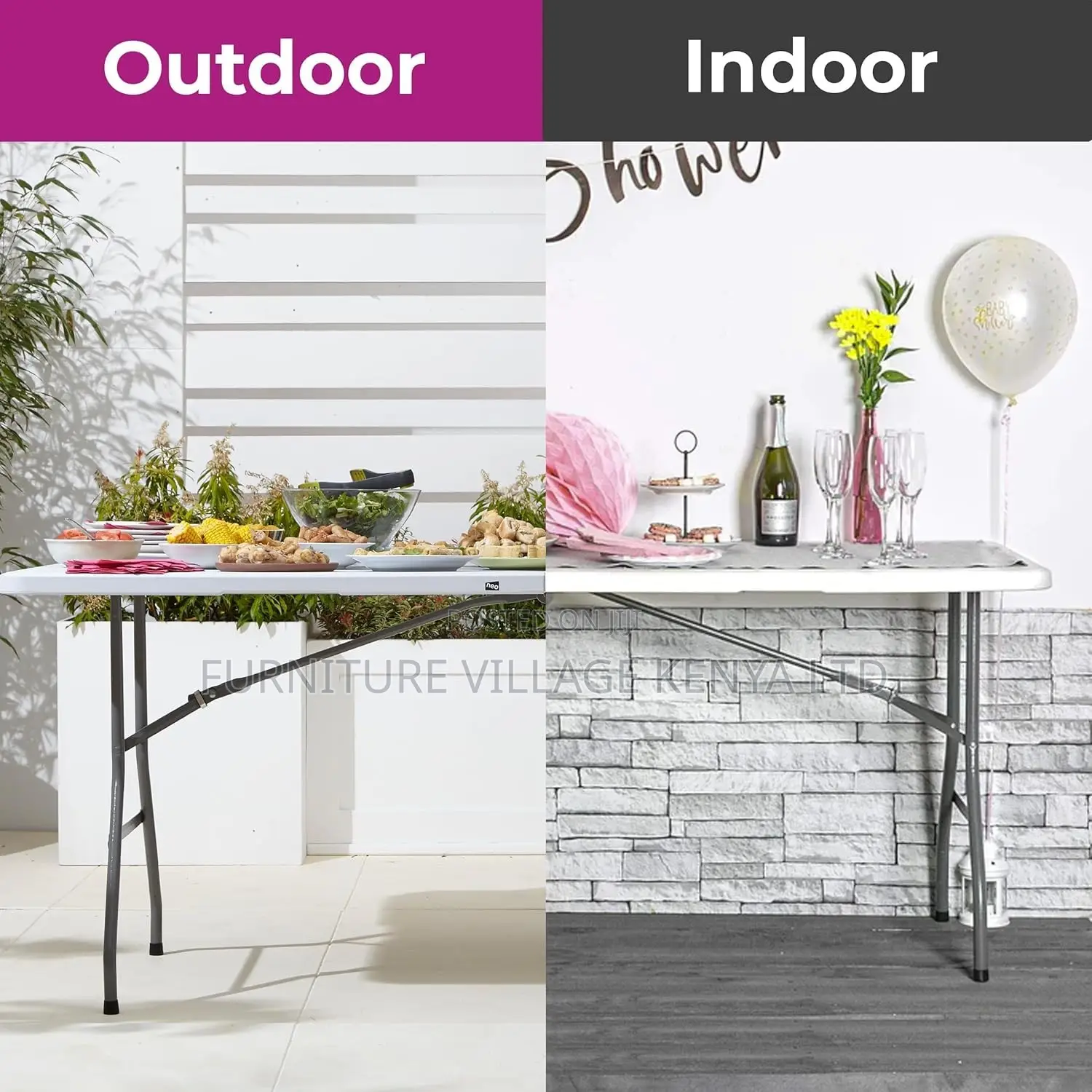 Foldable Table; Modern White Rectangular Folding Plastic Table