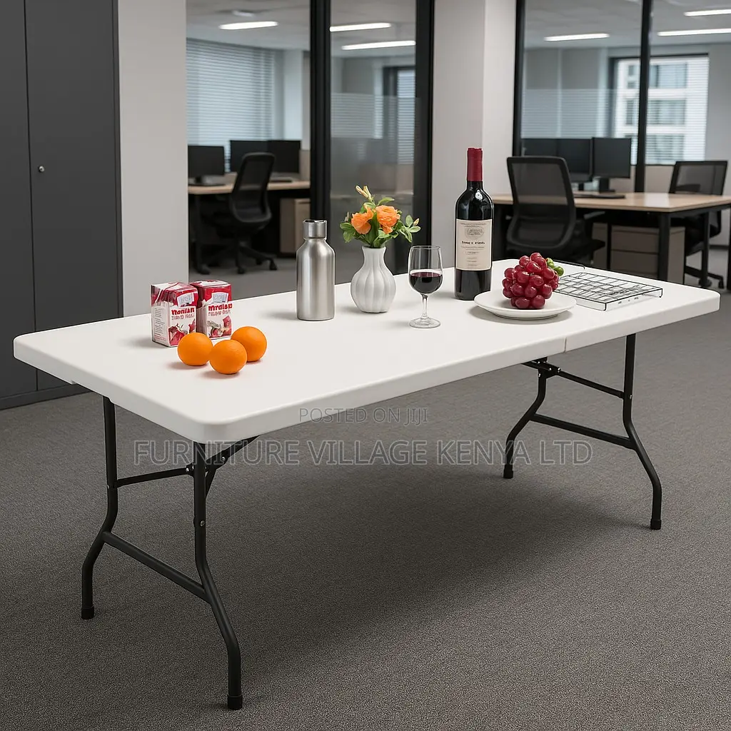 Foldable Table; Modern White Rectangular Folding Plastic Table
