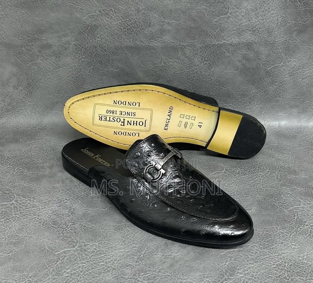 J. Foster London Half Shoes , Crafted From Ostrich Textured Leather
