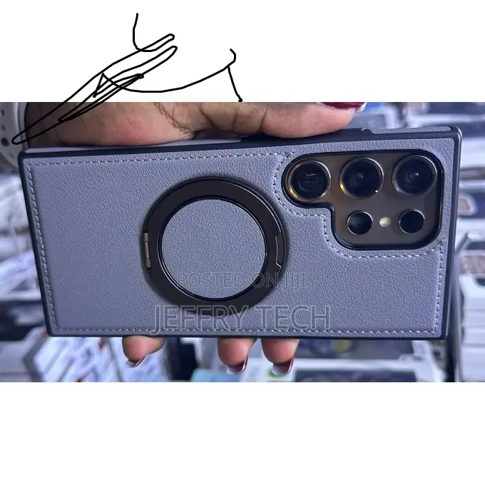 Leather Case for Samsung S22 Ultra With Rotating Kick Stand