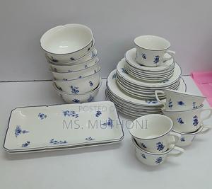 White Flowered 32 PCS High Quality Ceramic Dinner Set - main view