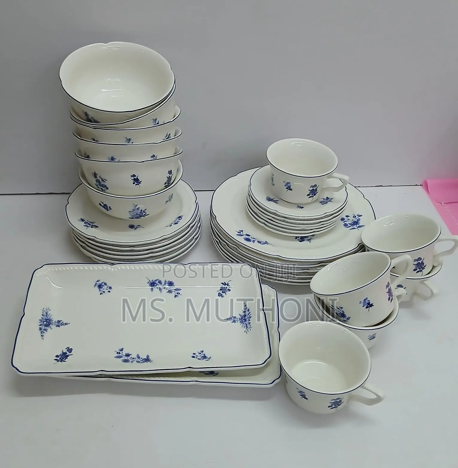 White Flowered 32 PCS High Quality Ceramic Dinner Set