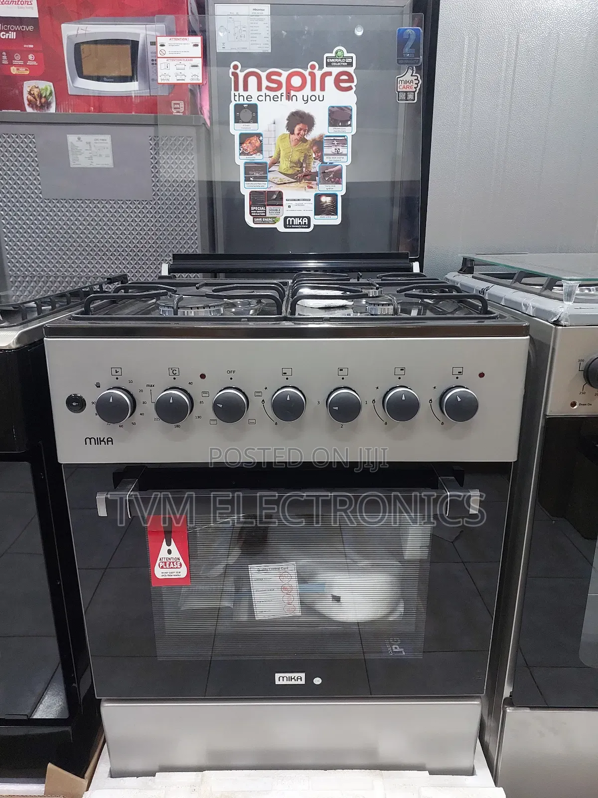 Mika Standing Cooker, 60cm X 60cm, 3 Jet Burners + 1 Rapid Hot Plate