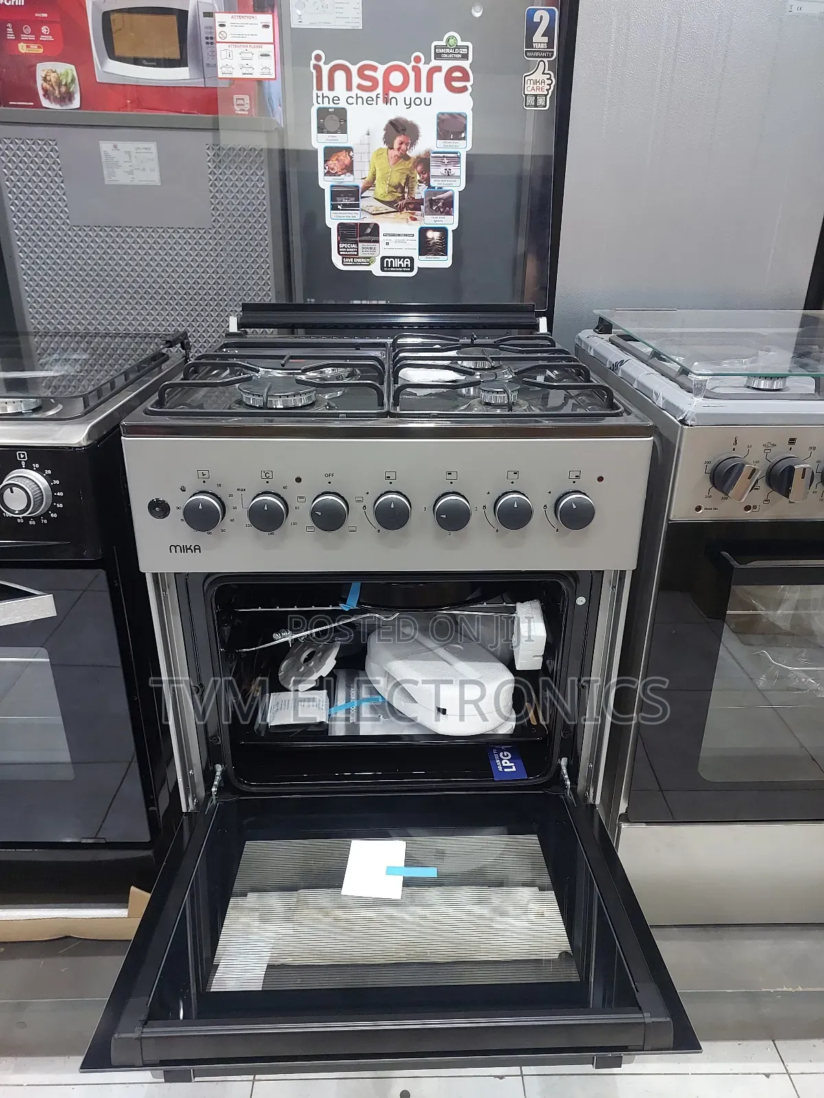 Mika Standing Cooker, 60cm X 60cm, 3 Jet Burners + 1 Rapid Hot Plate