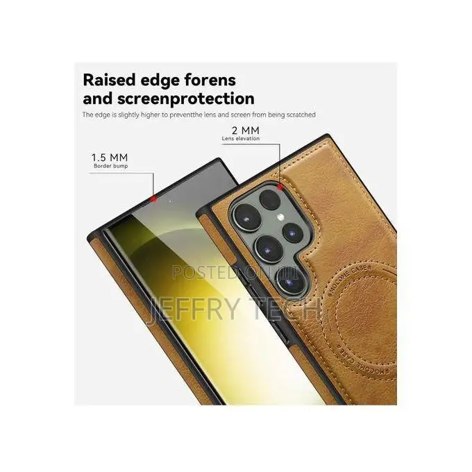 Brown Leather Case With Wireless Charging, Forsamsung Galaxy S22 Ultra