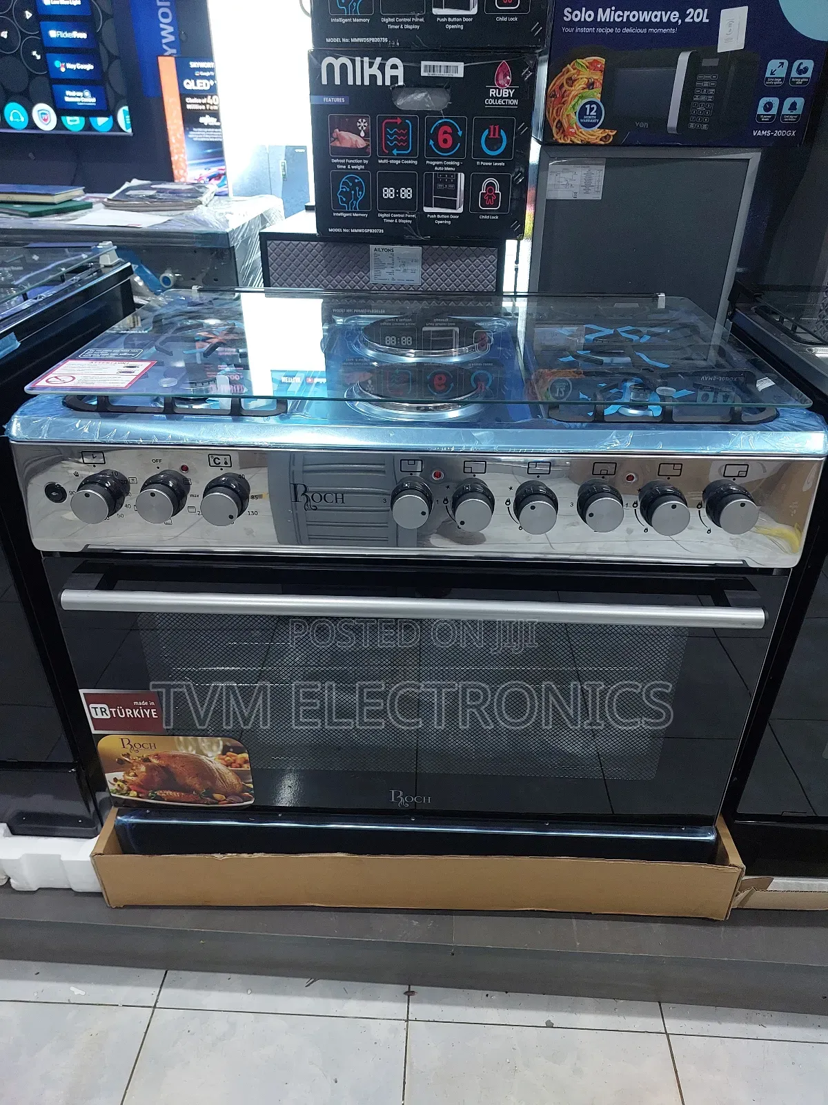 Roch 6 Burner Gas Cooker 90x60cm 4 Gas + 2 Electric Stainless Steel