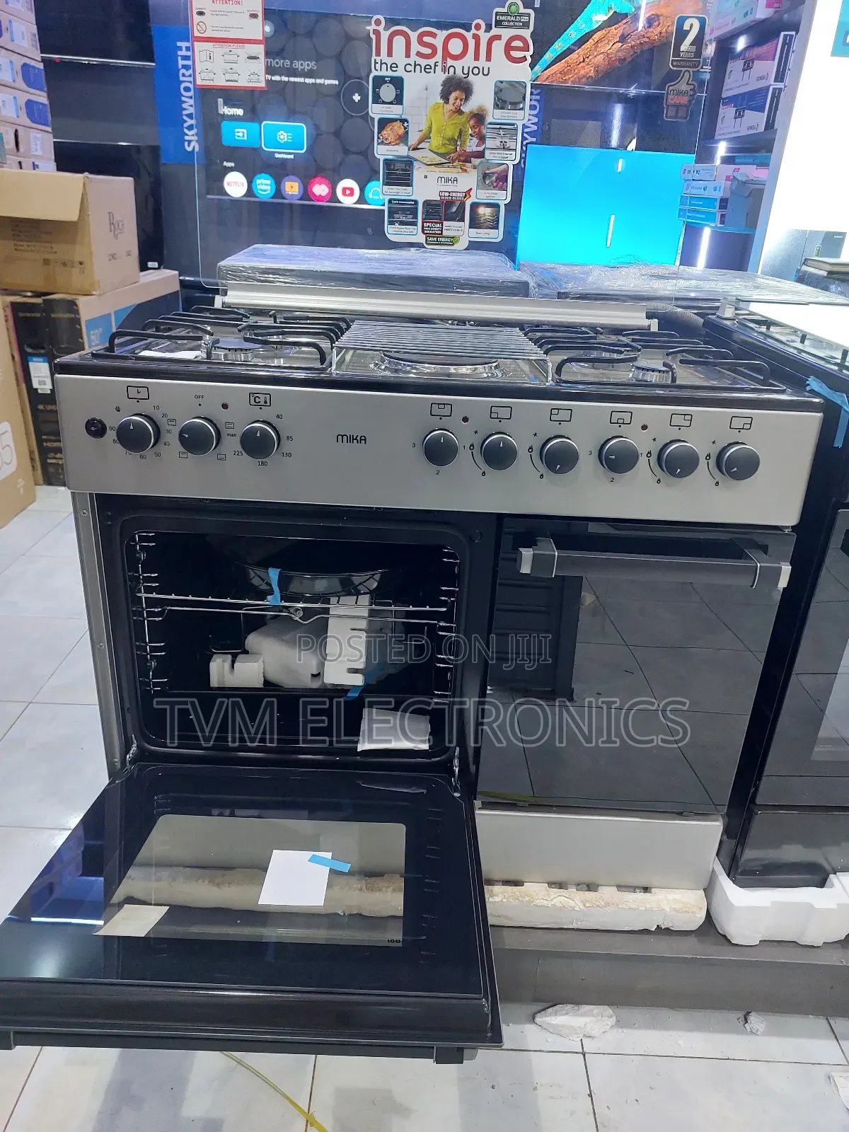 Mika Cooker 90cm X 60cm, 4 Jet Burners + 2 Rapid Hot Plates S.S Hob